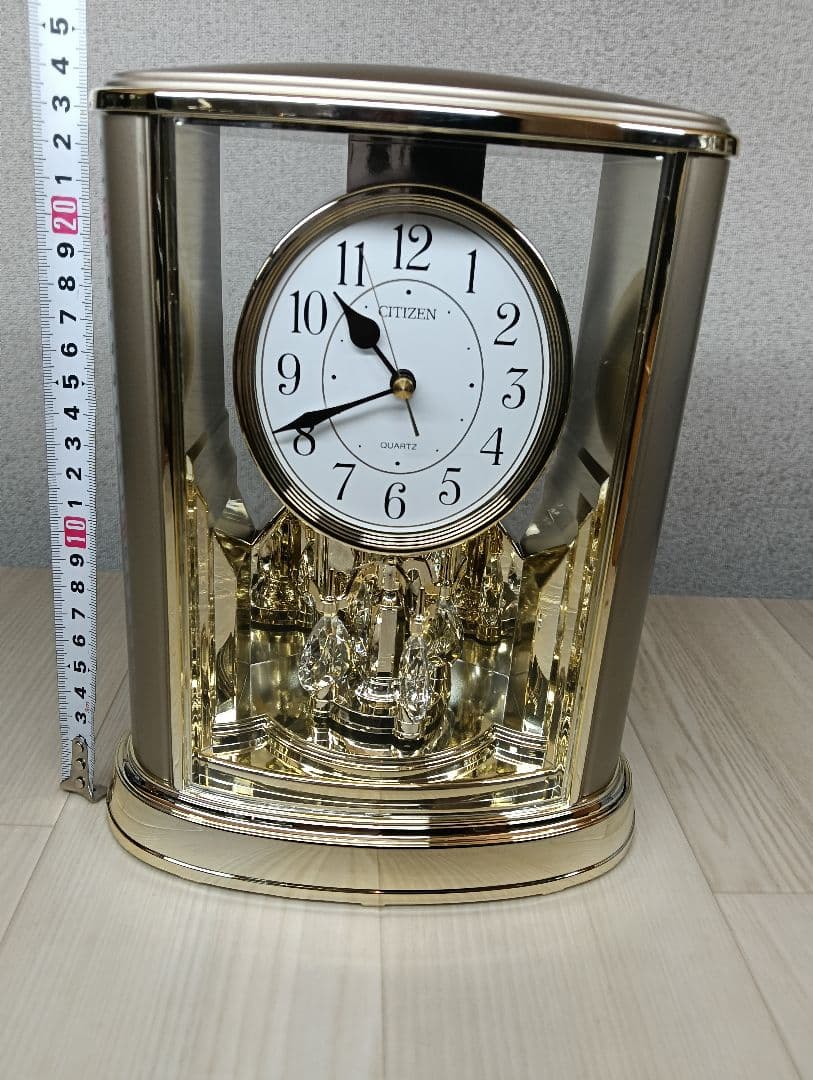 y【美品】CITIZEN 置時計 クォーツ クリスタル装飾付き