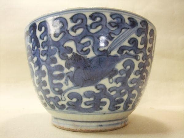 中国古玩 古い 安南呉須 馬紋 唐物 染付 古美術 時代物 骨董品 保存箱