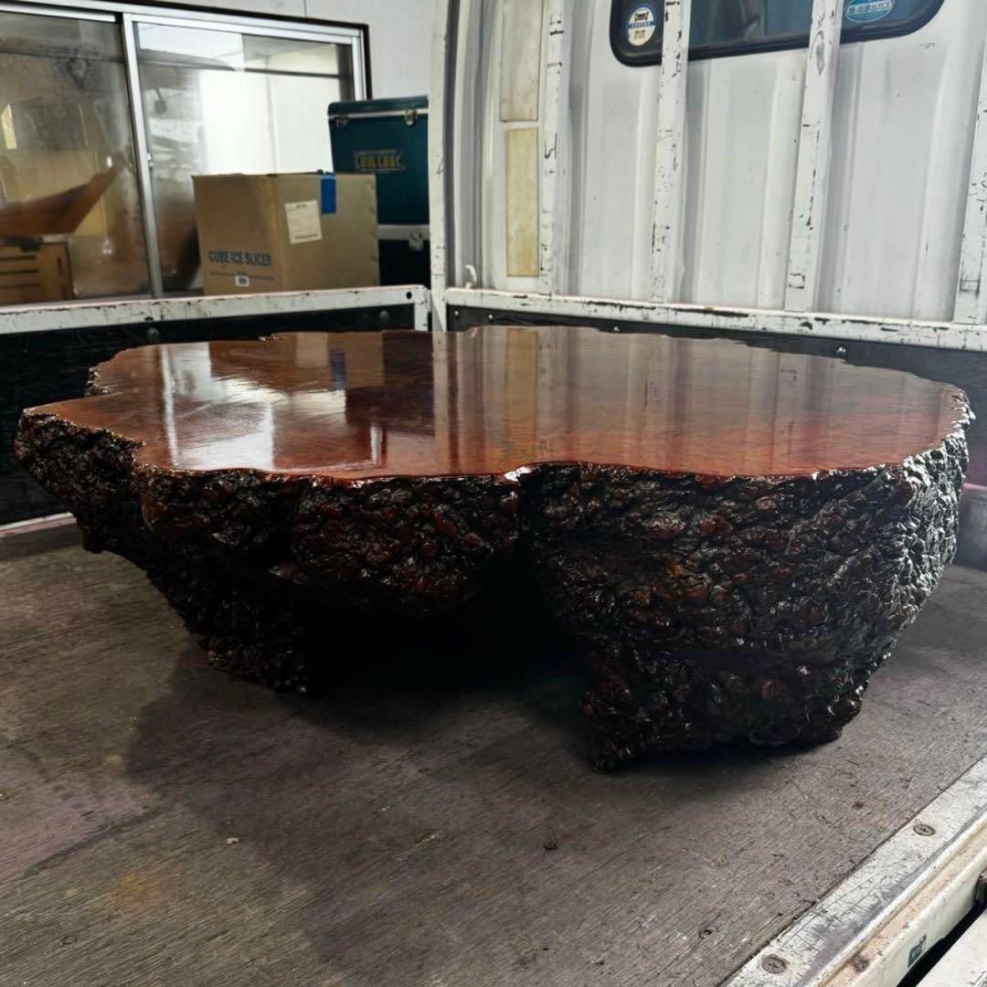 メイプル 座卓 瘤材 総無垢 脚一体型 希少品　応接間、和室等に最適。