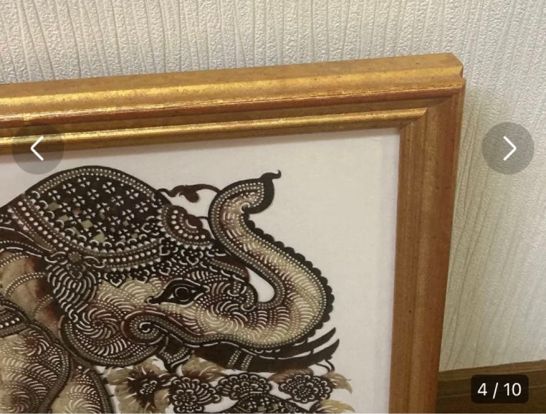 象　額　タイ　革作品　レザーカービングアート