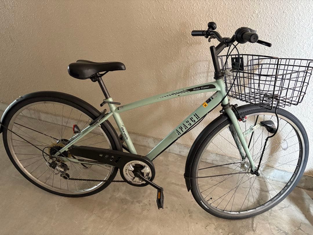 ミントグリーン 自転車 6段ギア バスケット付きMaruishi
