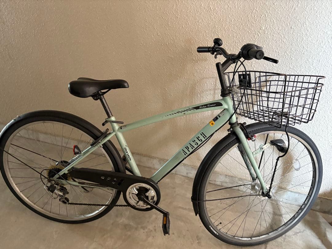ミントグリーン 自転車 6段ギア バスケット付きMaruishi