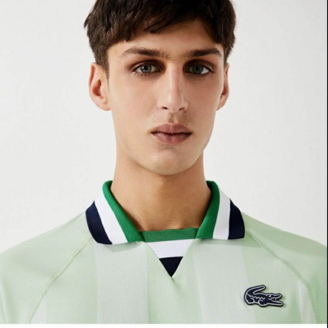 LACOSTE ラコステ　ビッグストライプラグランプルオーバーポロシャツ テニス