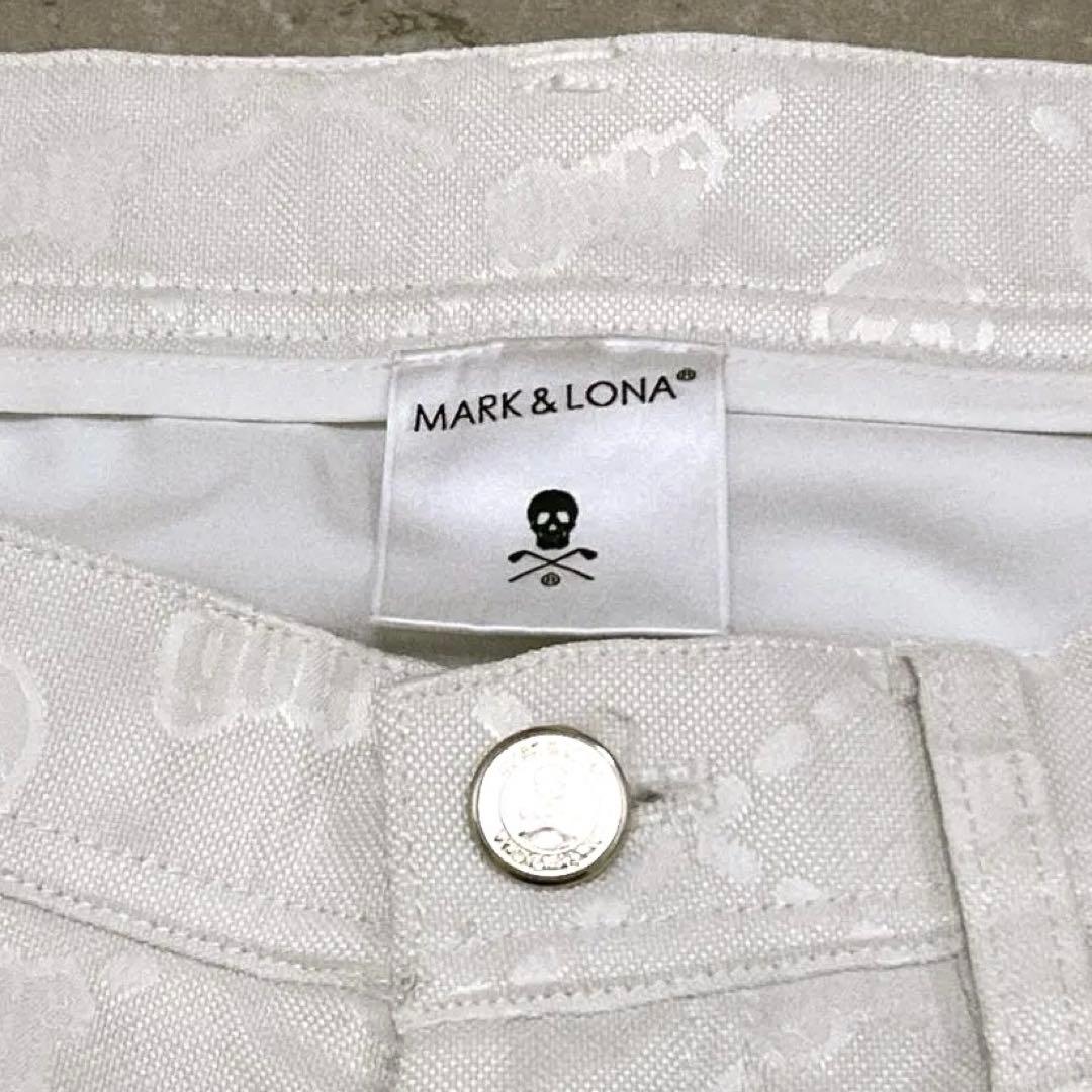 MARK&LONA スカル 総柄 刺繡 シルバーパッチ ゴルフ 白 46
