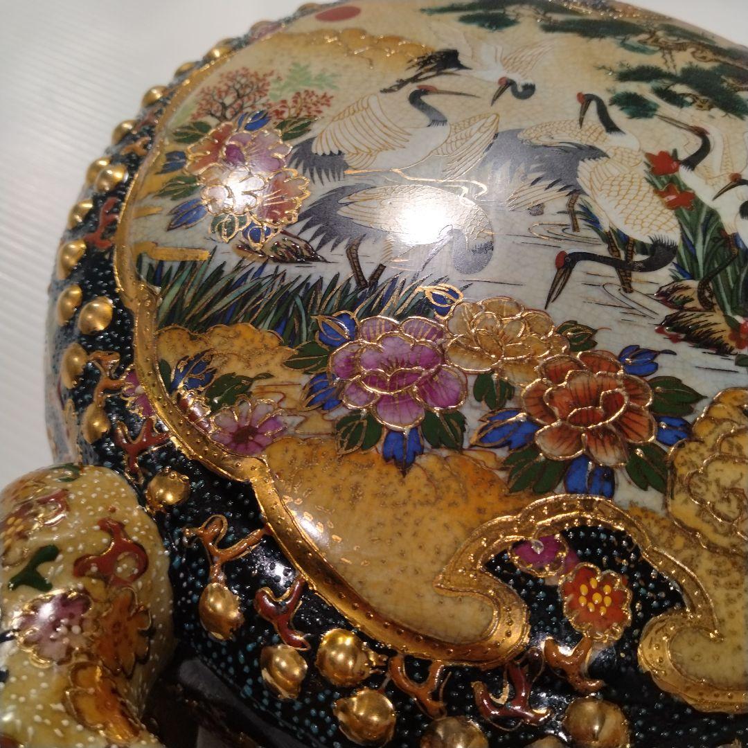 薩摩焼 金襴手 金彩 色絵 色錦 豪華絢爛 飾り 太鼓 古美術 和太鼓 置物