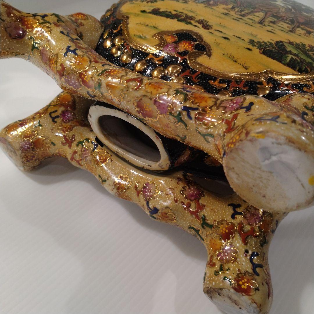 薩摩焼 金襴手 金彩 色絵 色錦 豪華絢爛 飾り 太鼓 古美術 和太鼓 置物