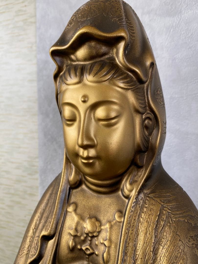 観音菩薩像　篤玉作　観音様　仏像　置物　骨董