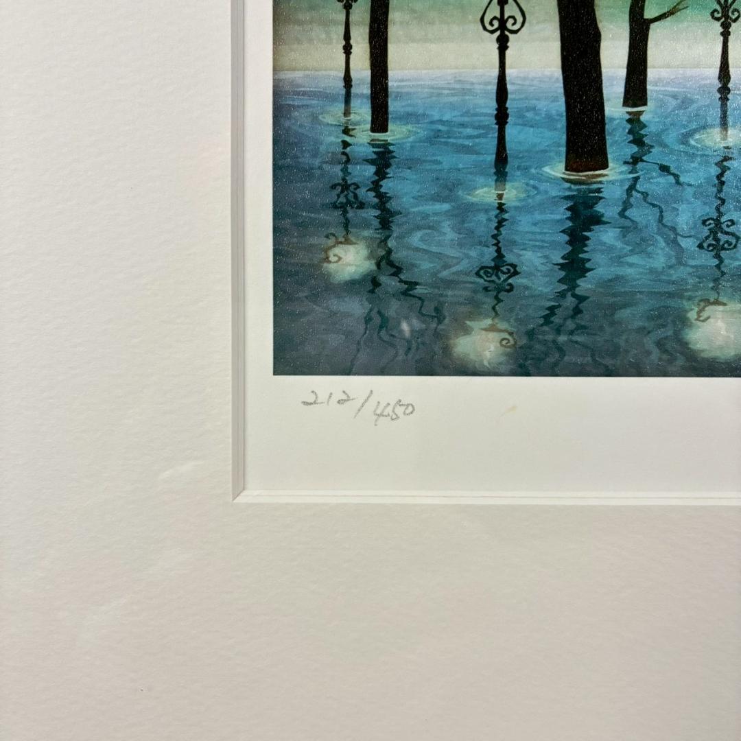 美品 藤城清治「ともしび」レフグラフ 直筆サイン・保証書有 影絵作家 お洒落額装
