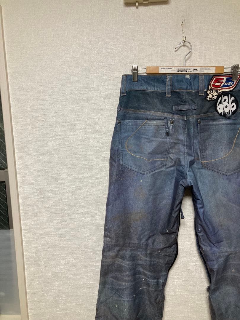 686 55 diesel コラボ　ダメージ加工　スノーボードパンツ　デニム