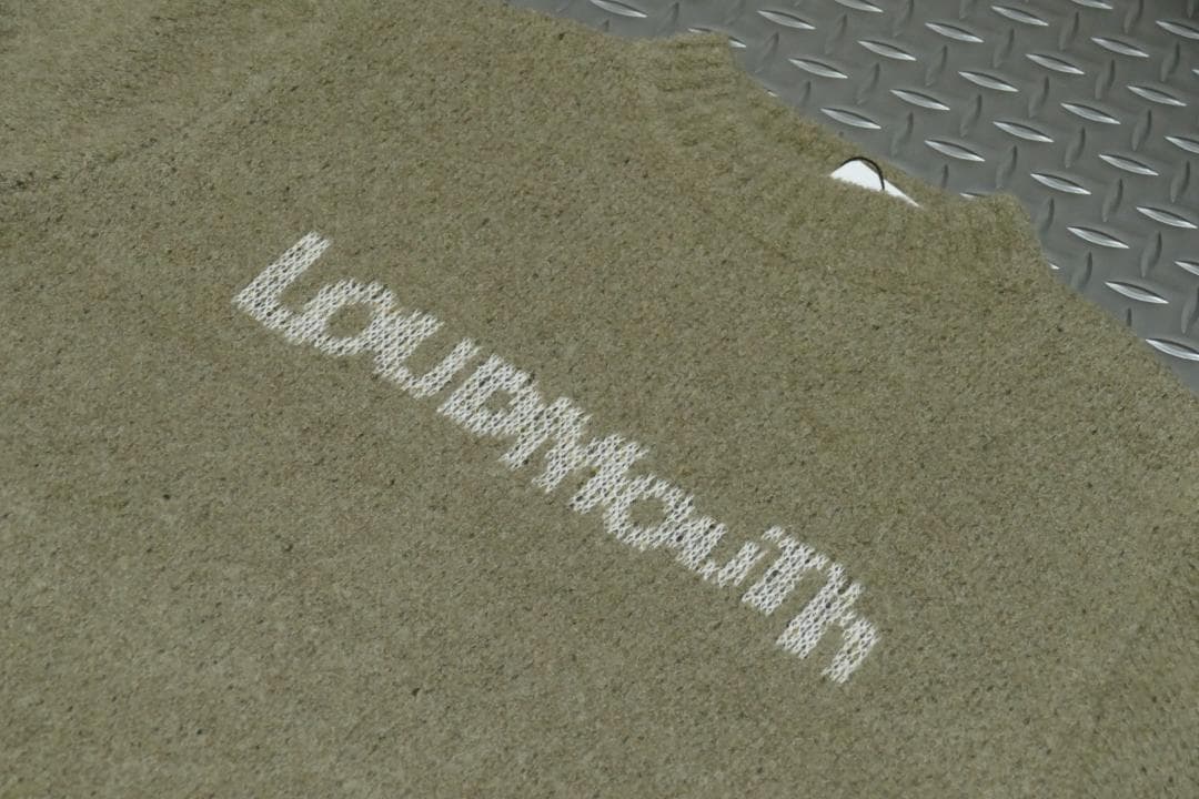 ★秋冬★ラウドマウス★ツイード調蓄熱ニットアームカバー付き半袖ニット★L★BN