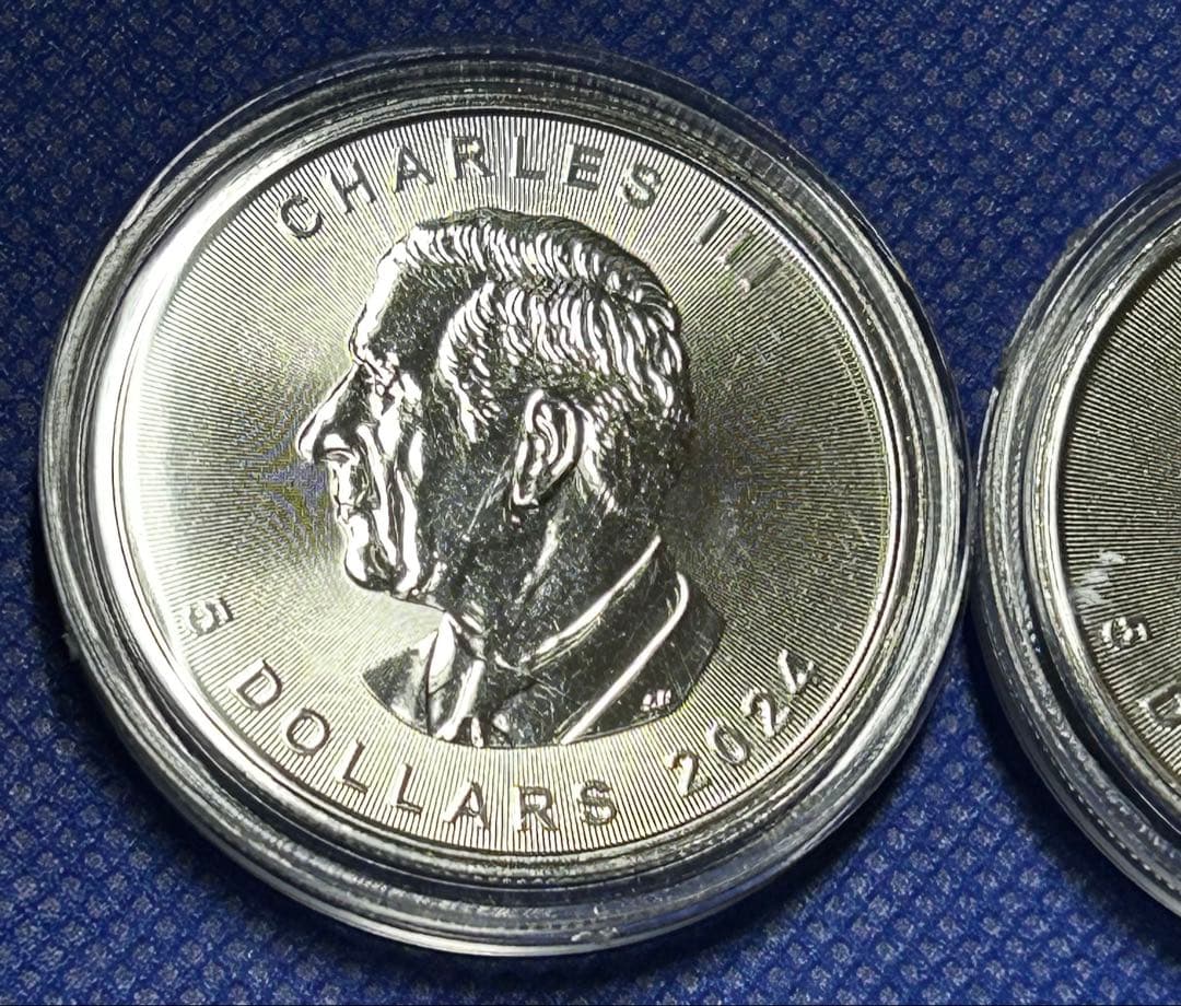 2枚 メイプルリーフ銀貨 2024年製 1オンス 31.1g ×2 純銀