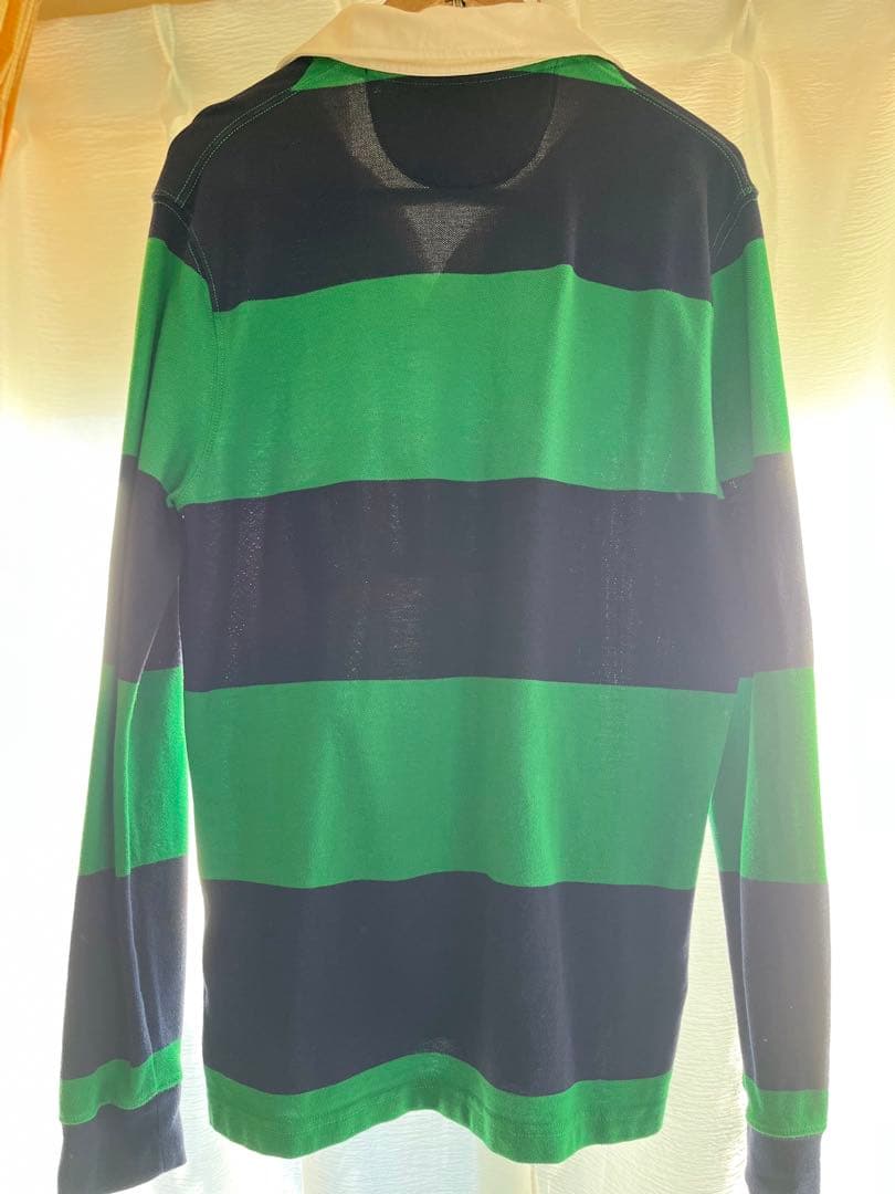 POLO ラガーシャツ 緑青ストライプ