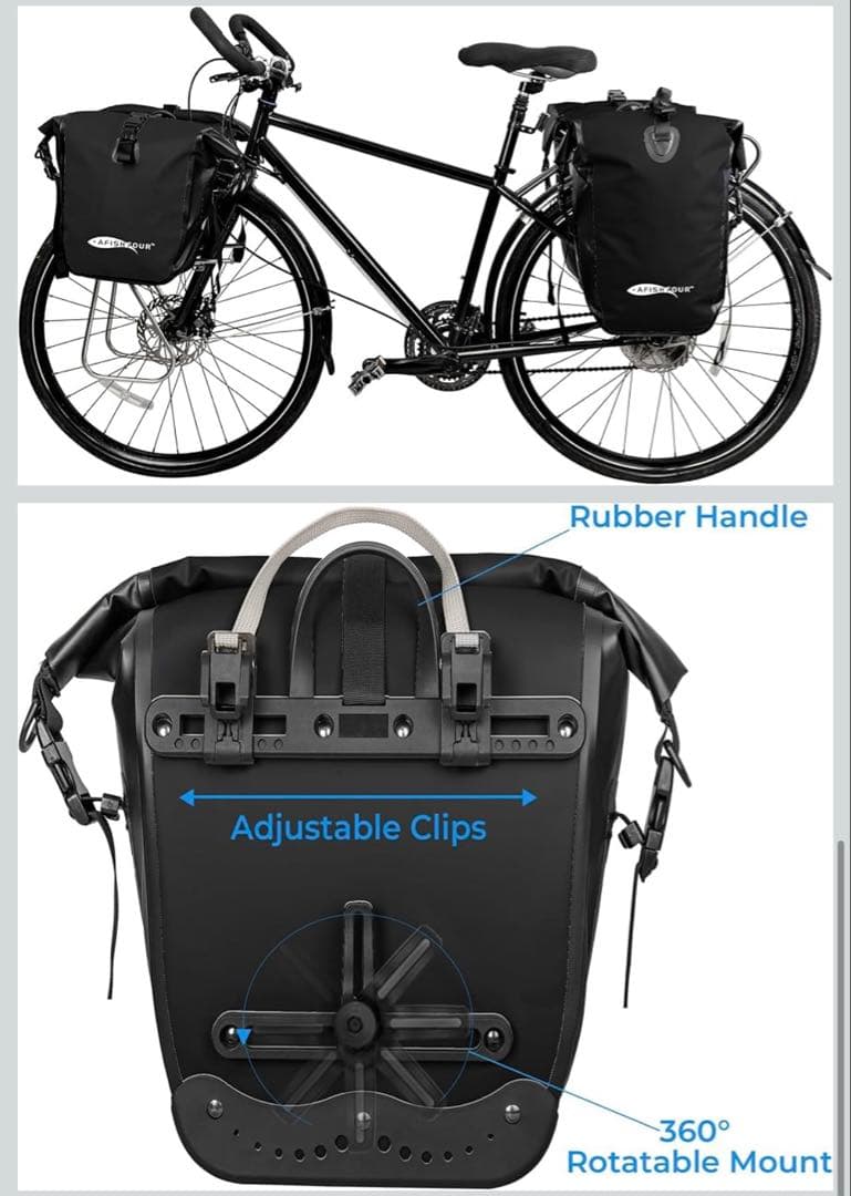 25L 自転車サイドバッグ 大容量 リアシートバッグ 完全防水 １個