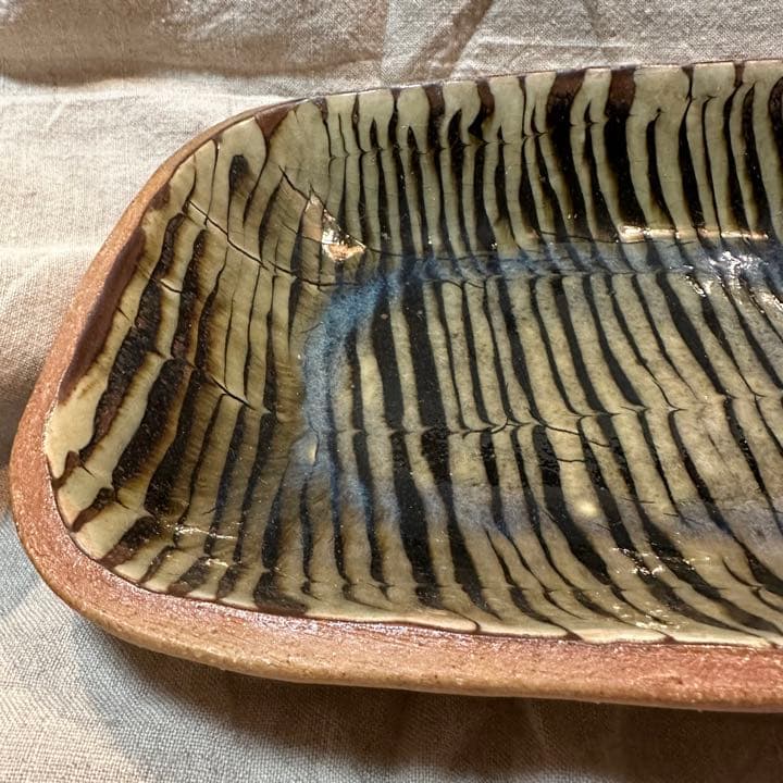 前野直史 スリップウェア 角鉢 大
