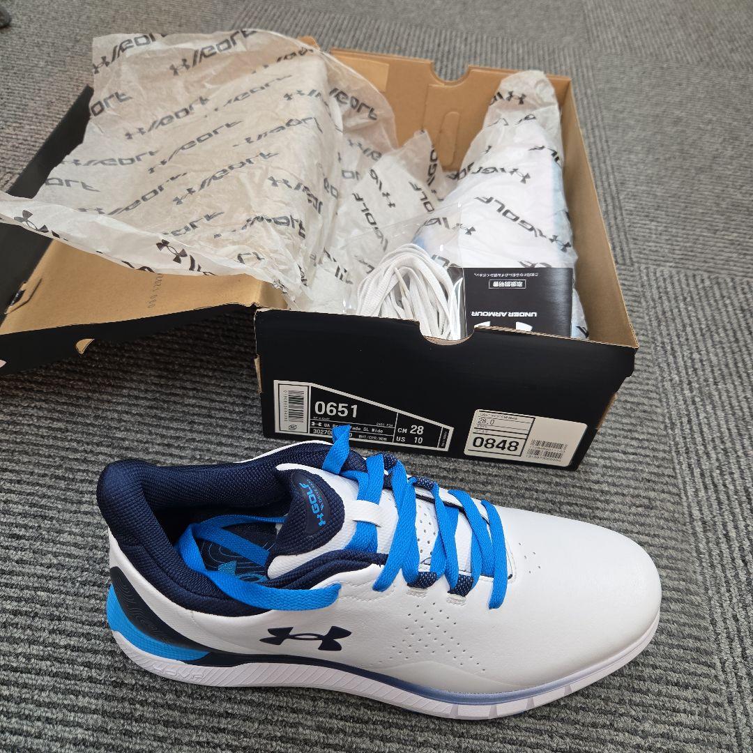 [新品]Under Armour ゴルフシューズ ホワイト/ブルー28cm