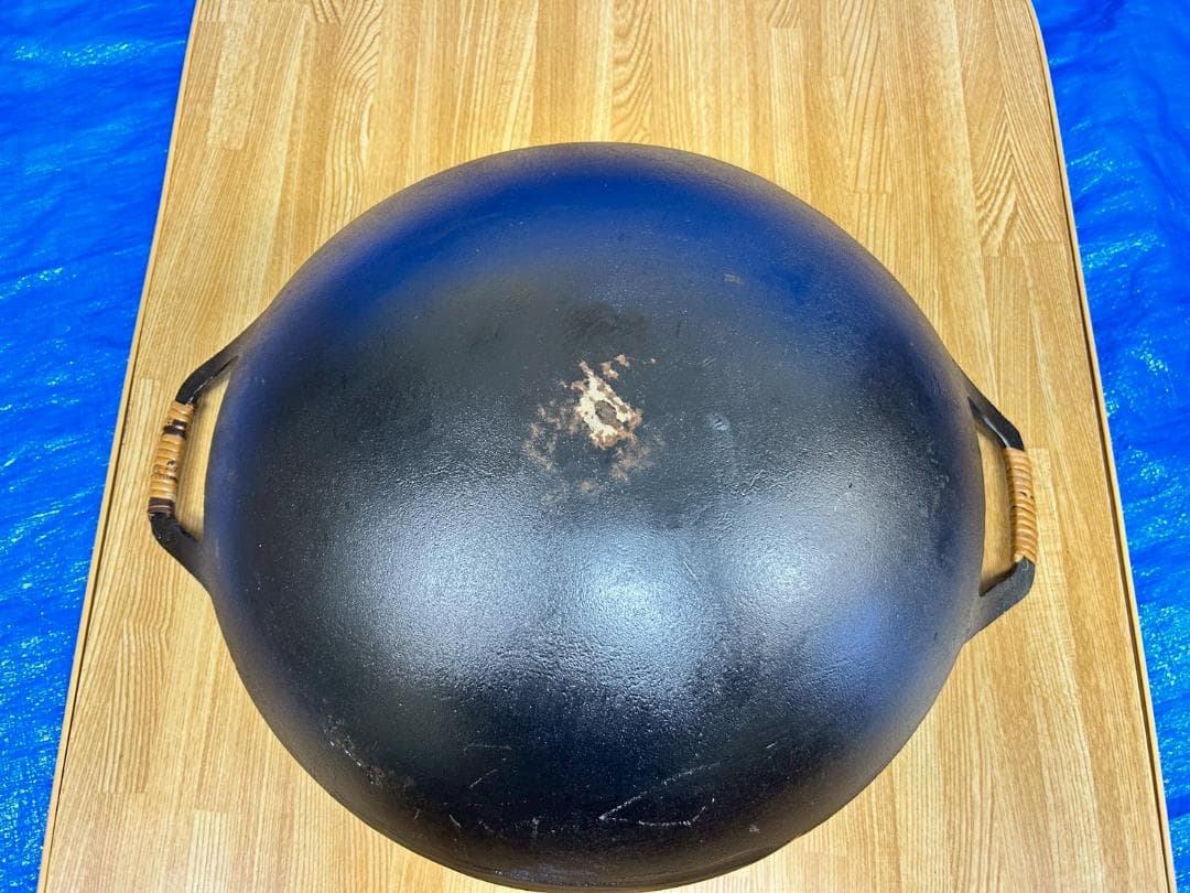 【yamamoto】南部鉄器 中華鍋 両手付き 30cm 木箱·説明書