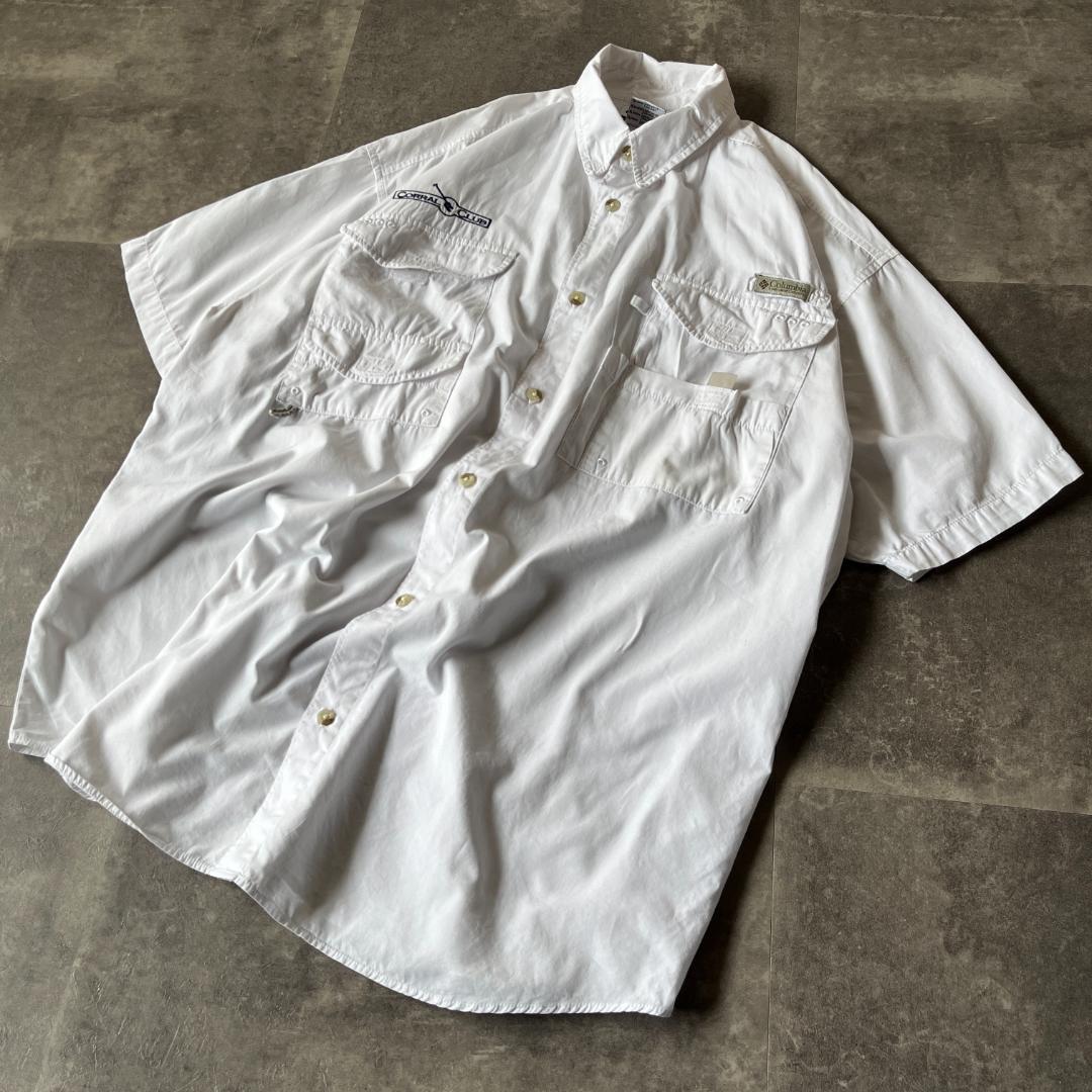 00s Columbia フィッシングシャツ 多ポケット XXL 白 A254