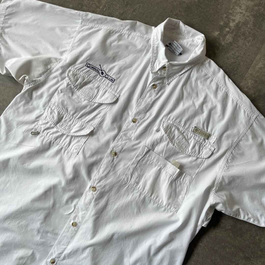 00s Columbia フィッシングシャツ 多ポケット XXL 白 A254