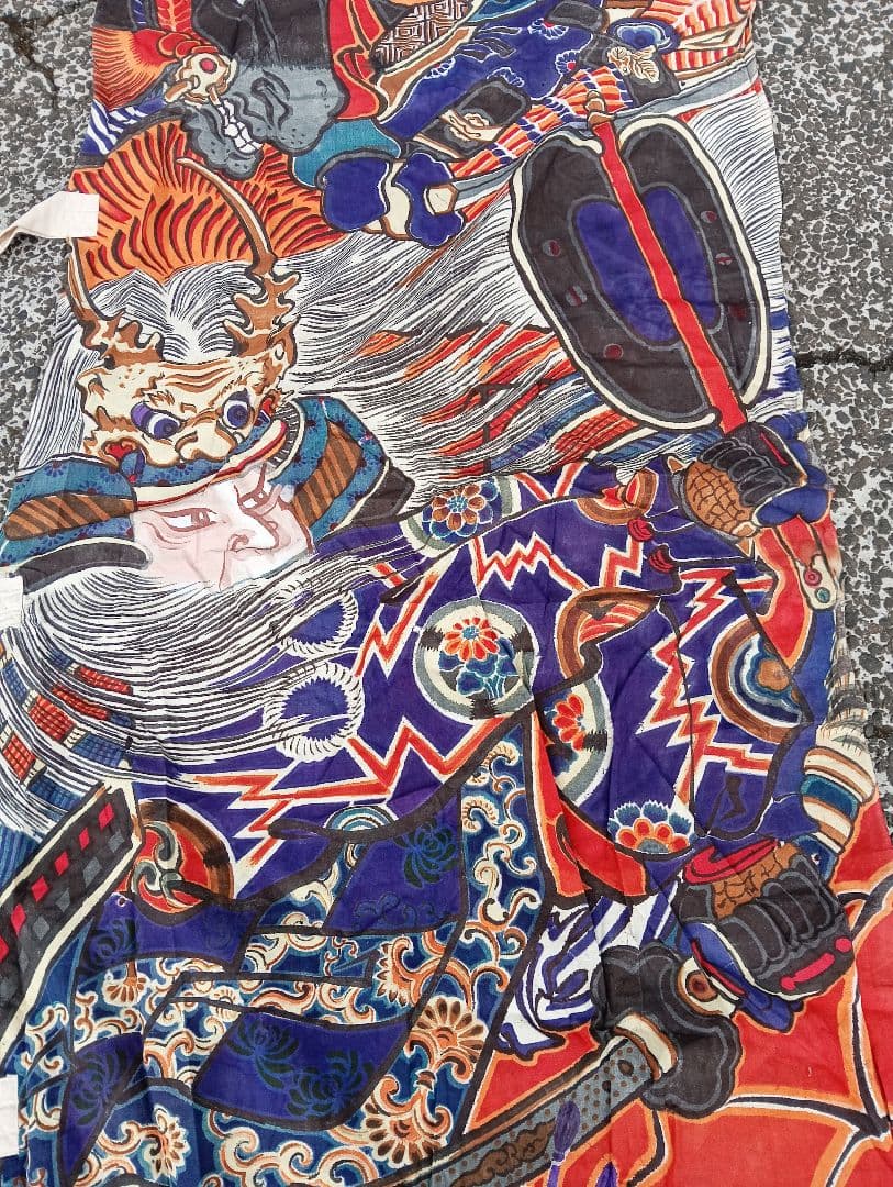 ミ*ミ様 武者絵　武将　侍のぼり旗　戦国時代　着物　綿　江戸　明治　手書き　古布