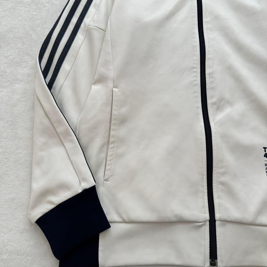 adidas トラックジャケット（ L）白×ネイビー系　ジャージ上　3本ライン