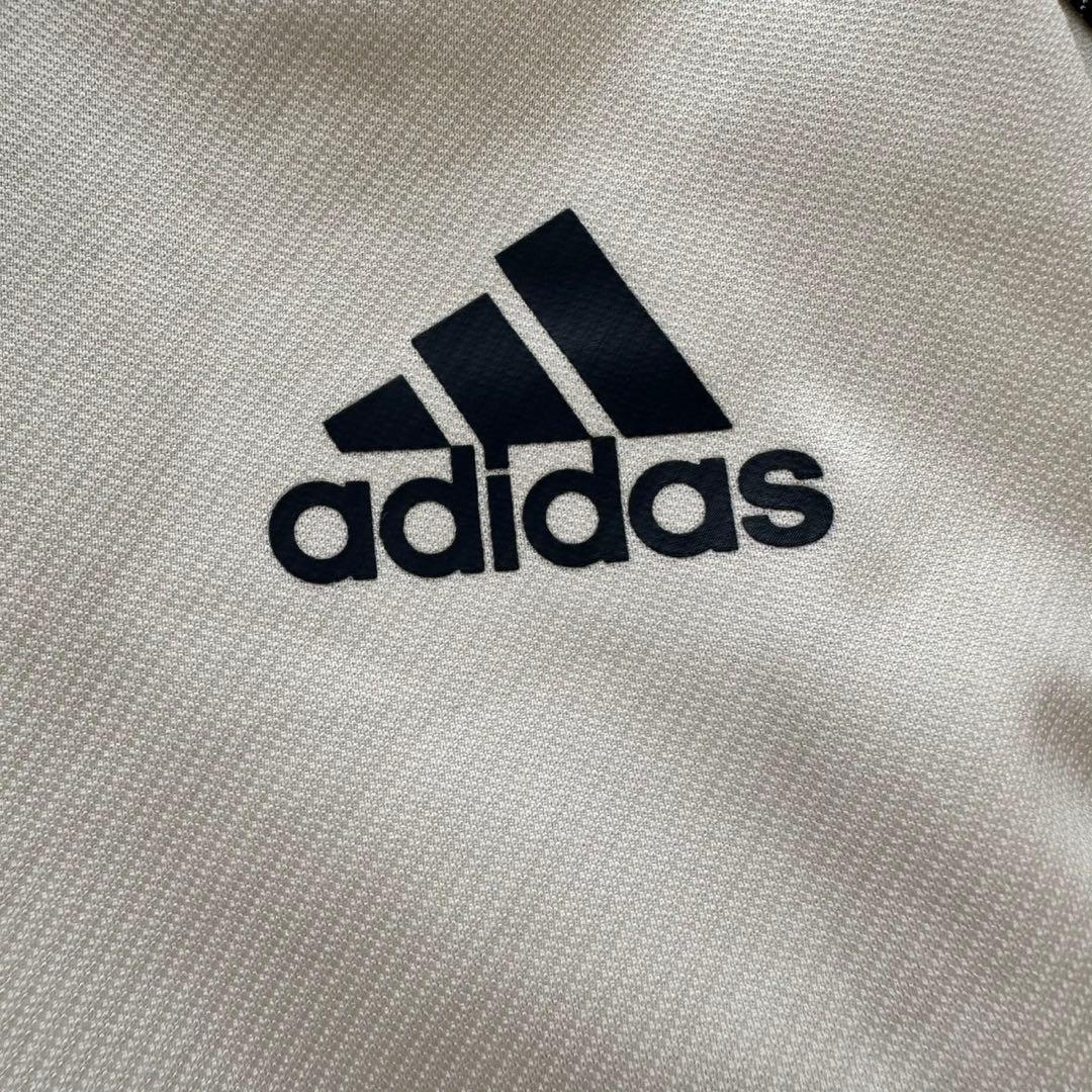 adidas トラックジャケット（ L）白×ネイビー系　ジャージ上　3本ライン