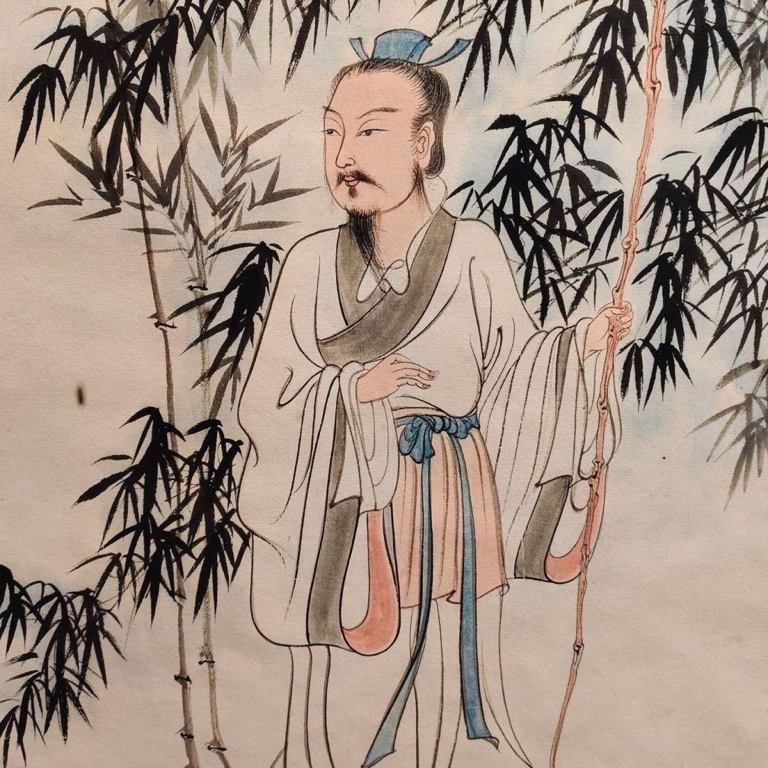 张大千 竹荫高仕 中国画 掛け軸 水墨画 和室 玄関 茶室 壁掛け 美術品