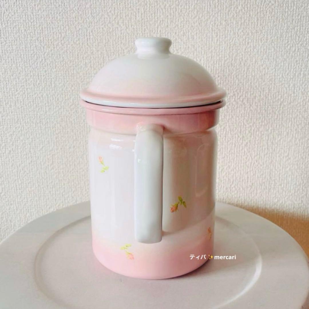 【美品】イマン　オイルポット　プチローズ　油こし器　ホーロー　琺瑯　imane