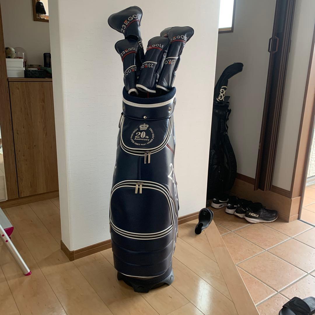 23GOLF キャディバッグ ネイビー3点式ヘッドカバー5点セット