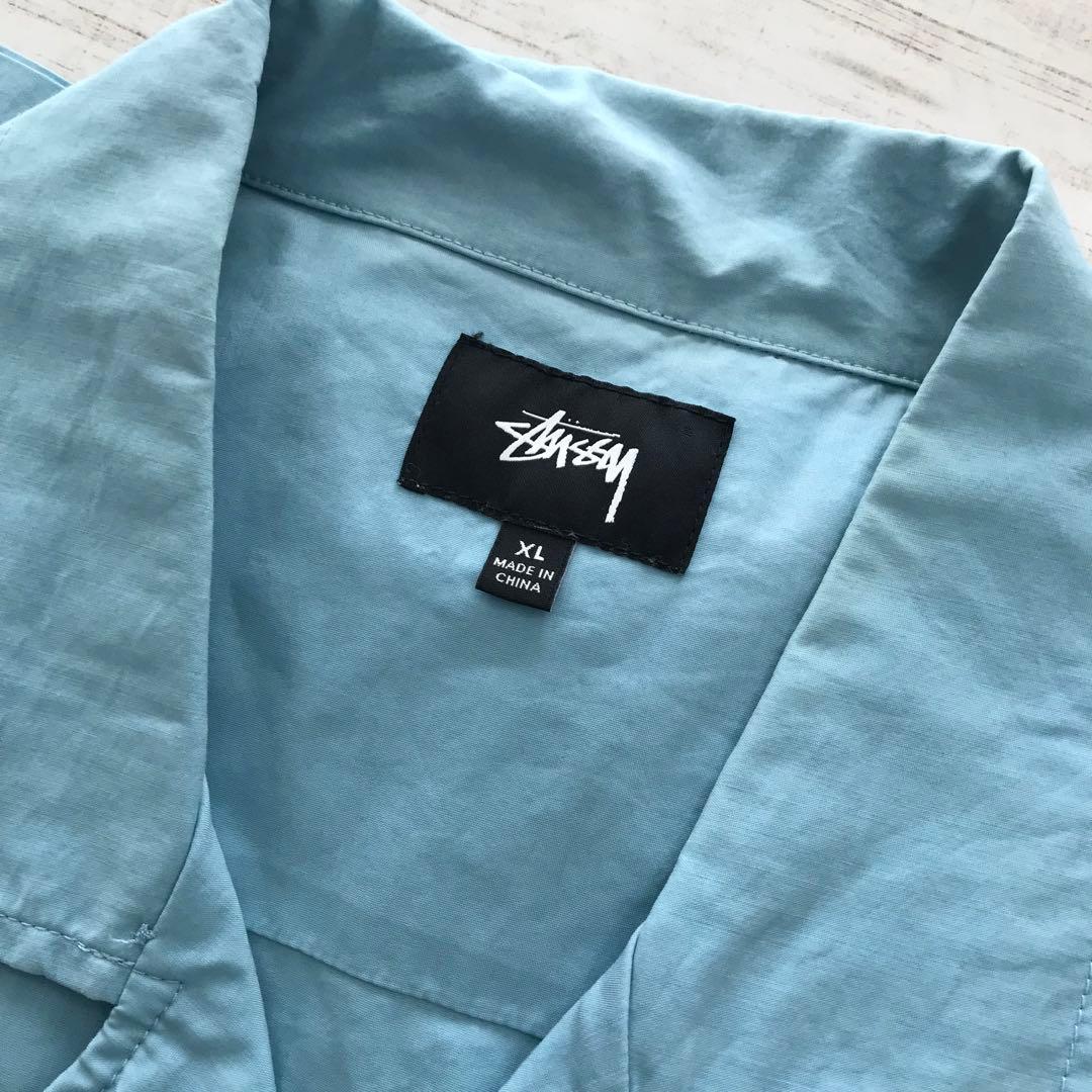 STUSSY シャーク ボーリングシャツ 美品 希少 ブルー ＸＬ