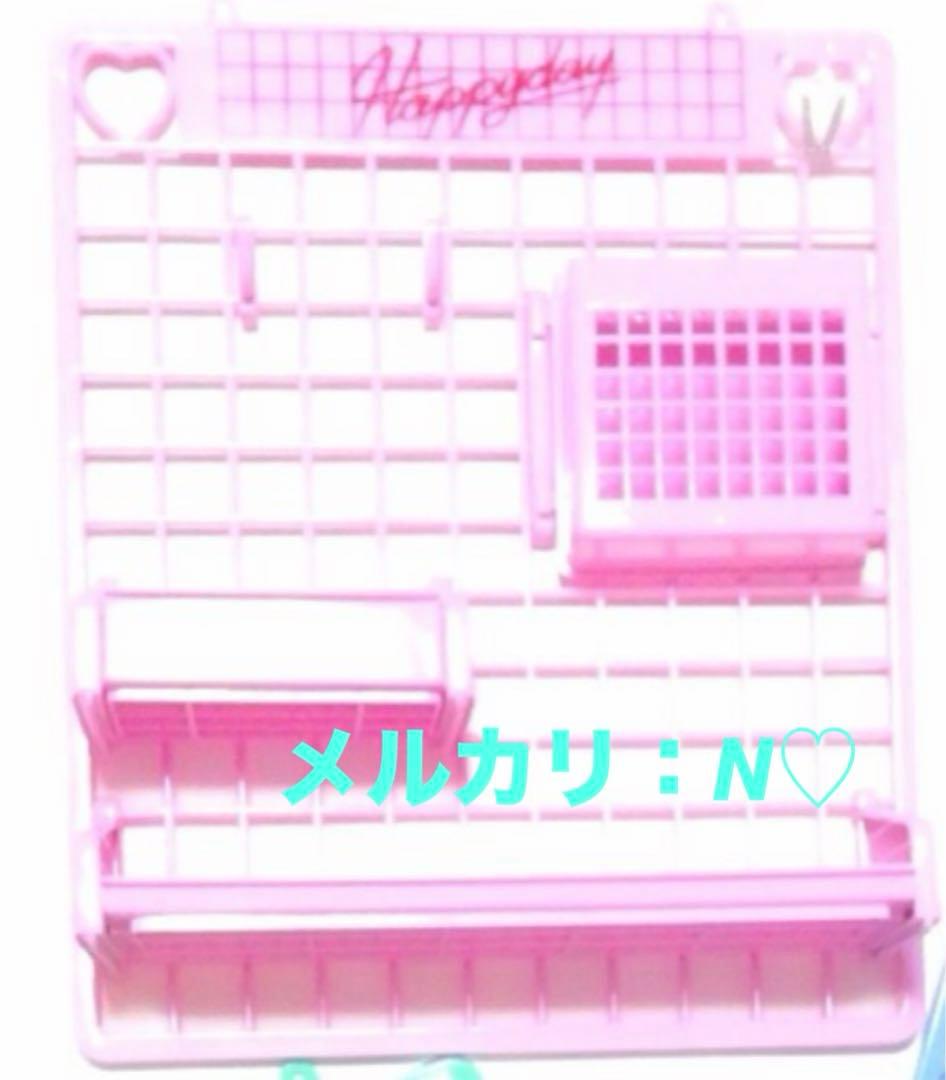 ラブリーネット＊壁掛け棚＊ハートラック＊ピンク＊昭和レトロ＊メッシュパネル＊レア