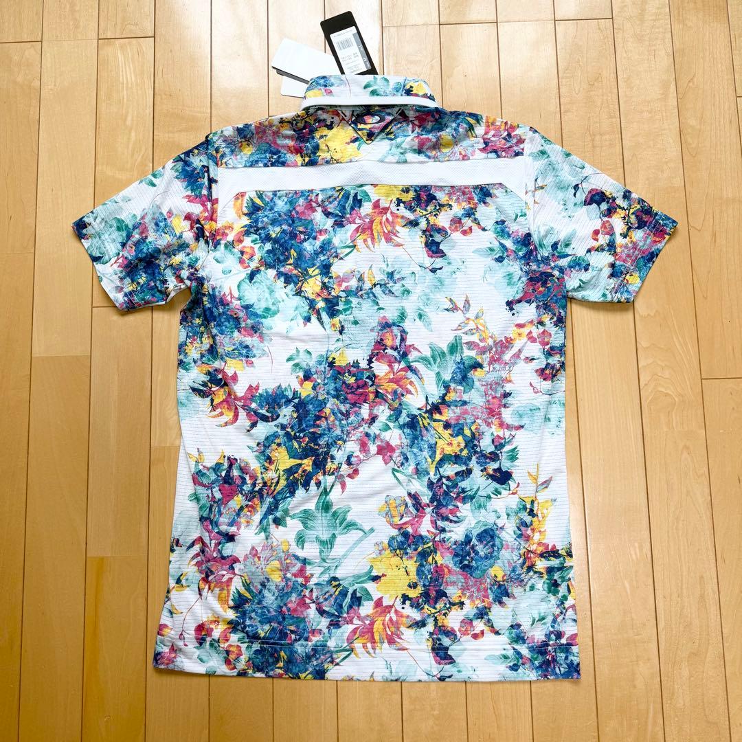 新品 タグ付 オークリー スカル ゴルフ ポロシャツ 花柄 総柄 メッシュ L