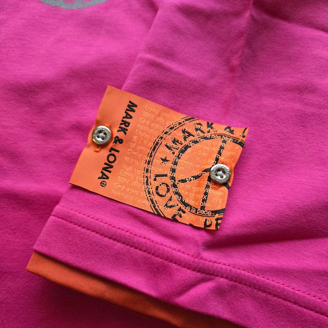 MARK&LONA 半袖モックネックシャツ ピンク黒 メンズ 48 美品