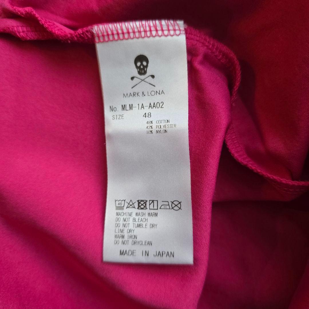 MARK&LONA 半袖モックネックシャツ ピンク黒 メンズ 48 美品
