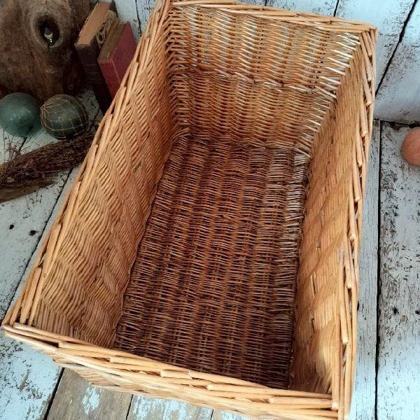 ヴィンテージ 大きな ウィロー バスケット 33×52×32cm かご カゴ 柳