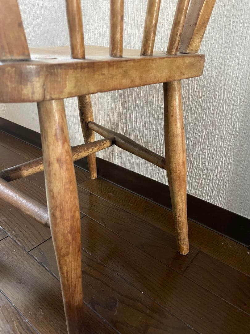 アンティーク子供木製 スピンドルバックチェア