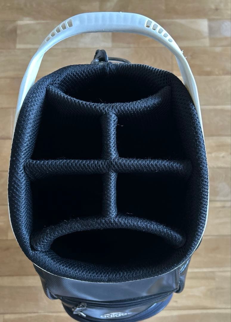 adidas キャディバッグ 黒白 ストライプデザイン