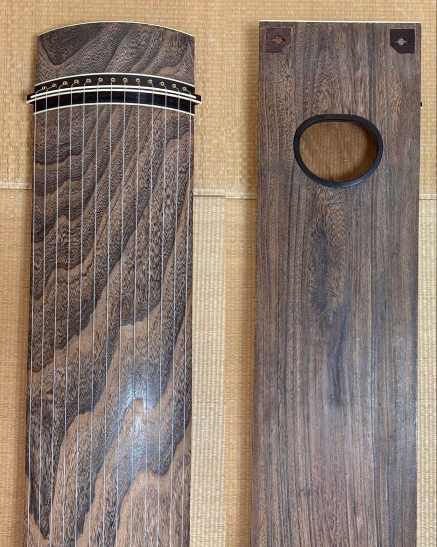 上角巻 【留甲】 すだれ彫 蒔絵 銘有13絃 箏 琴 付属品多数
