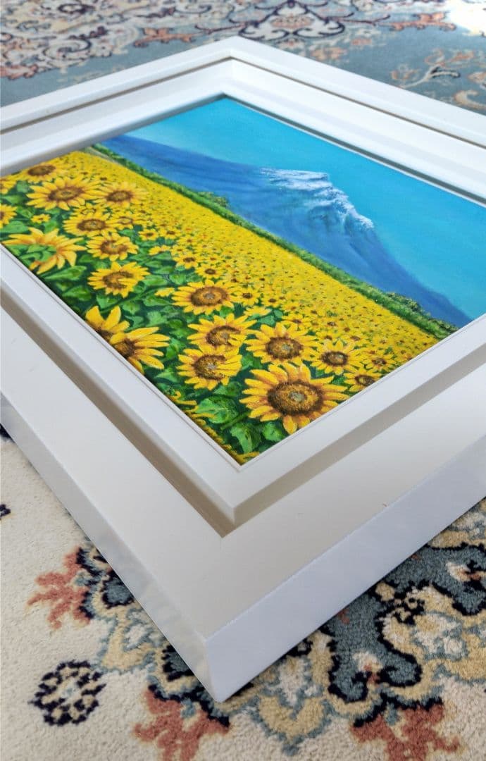 油彩画「ヒマワリ」絵画 油彩画 油絵 花 風景画 Ｆ４号原画