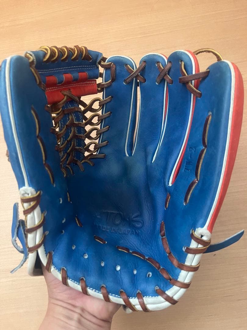 Tokukai アトムズ 硬式野球用レザーグローブ 青とオレンジ