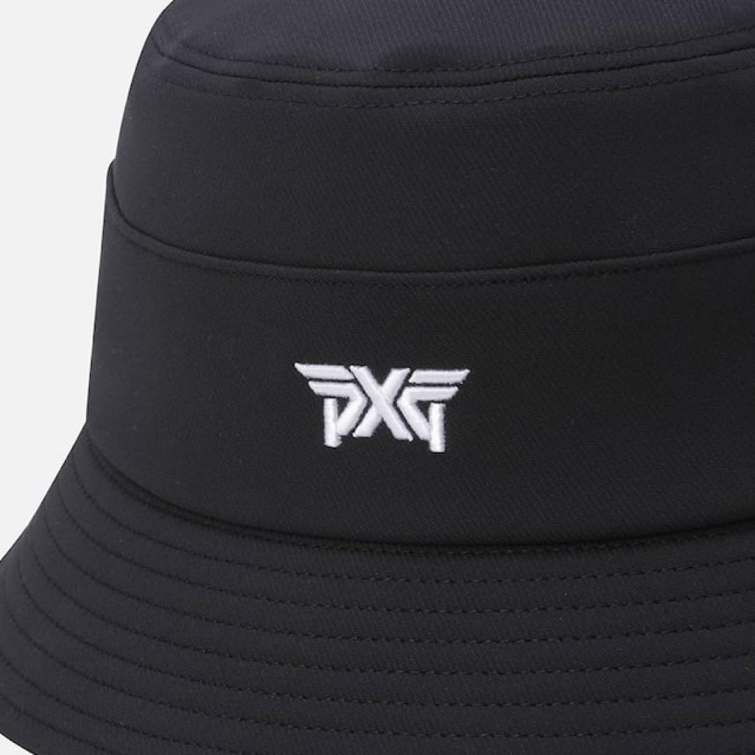 PXG ブラック バケットハット ストラップ付き　ユニセックス　男女兼用