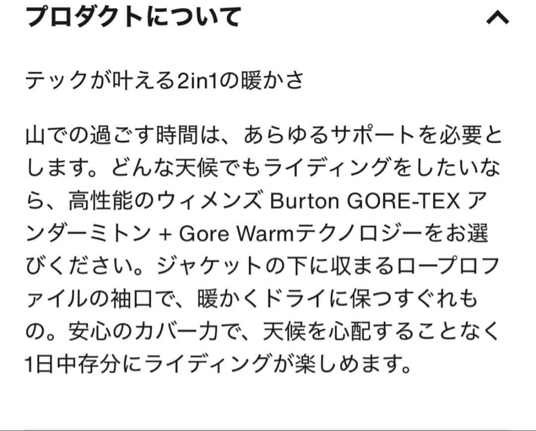 【BURTON】Men's Gore-Tex Under Mitten M