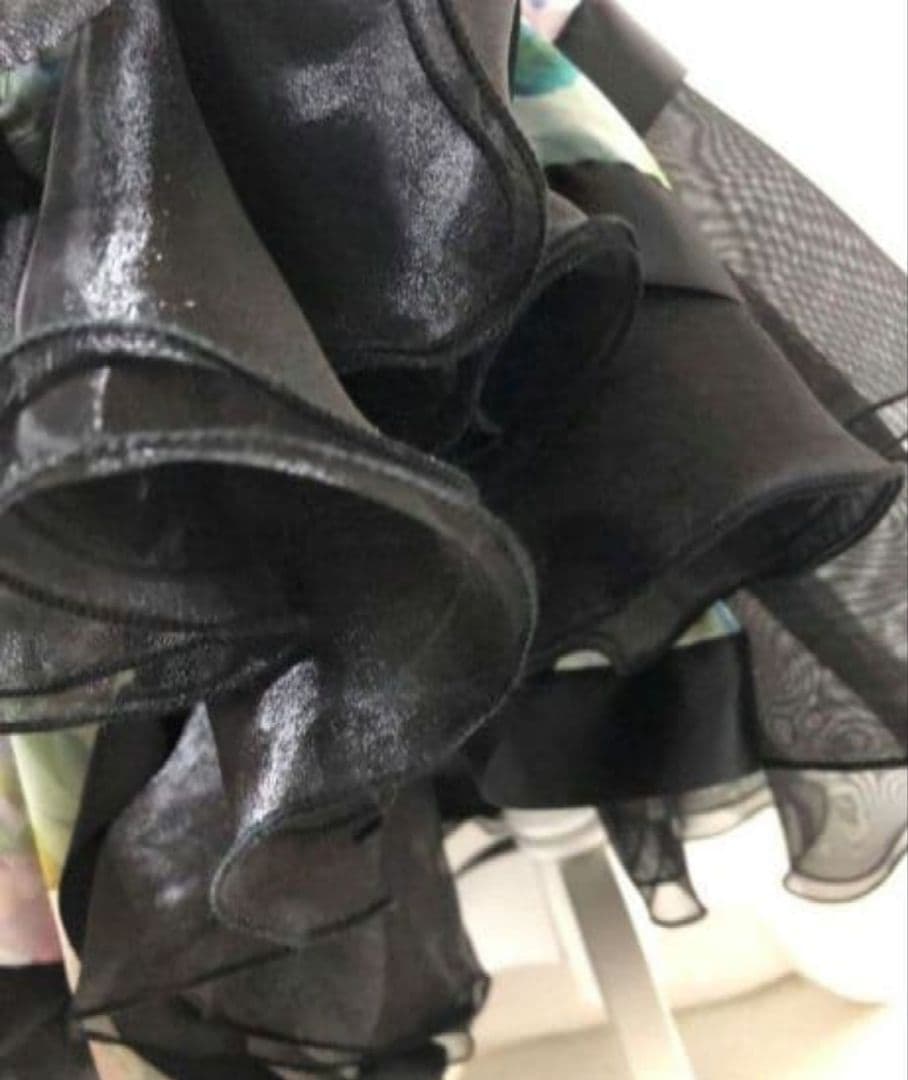 社交ダンス練習着パーティー新品タグ付き華やか花柄裾オーガンジーホーススカート