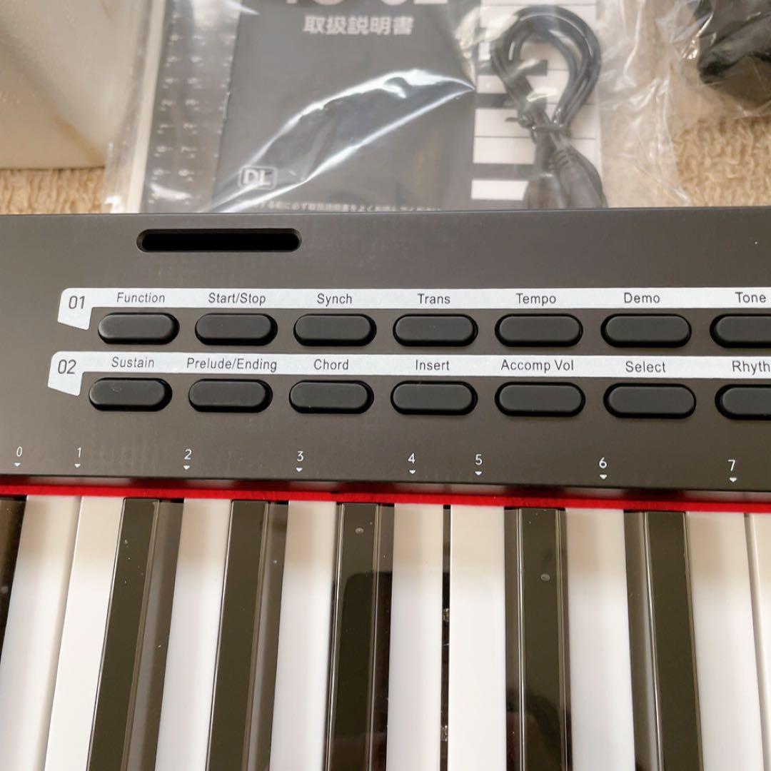 電子ピアノ 61鍵盤 タッチレスポンス キーボード スタンド付き 黒 初心者向け
