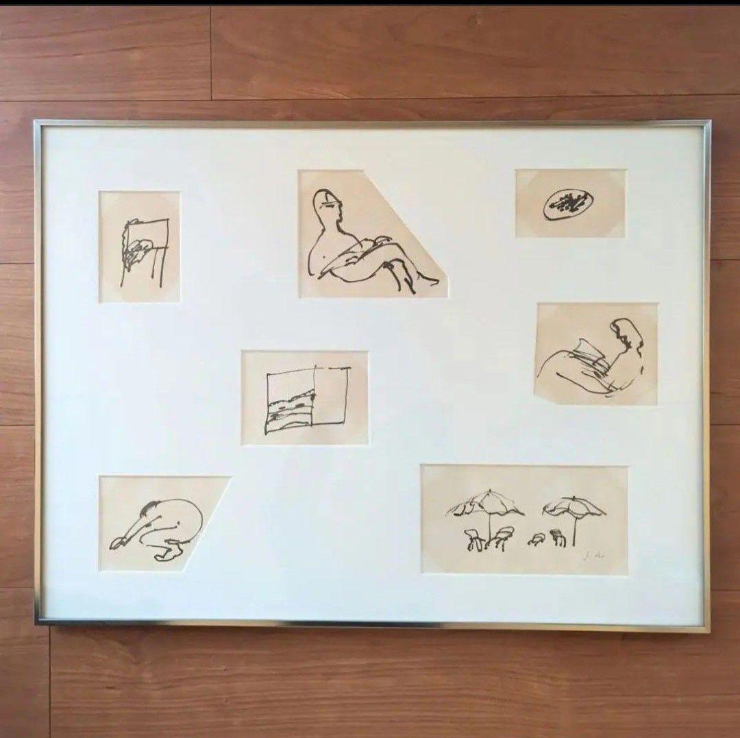 野見山暁治 絵画 デッサン 洋画 ペン画 直筆サイン 額縁