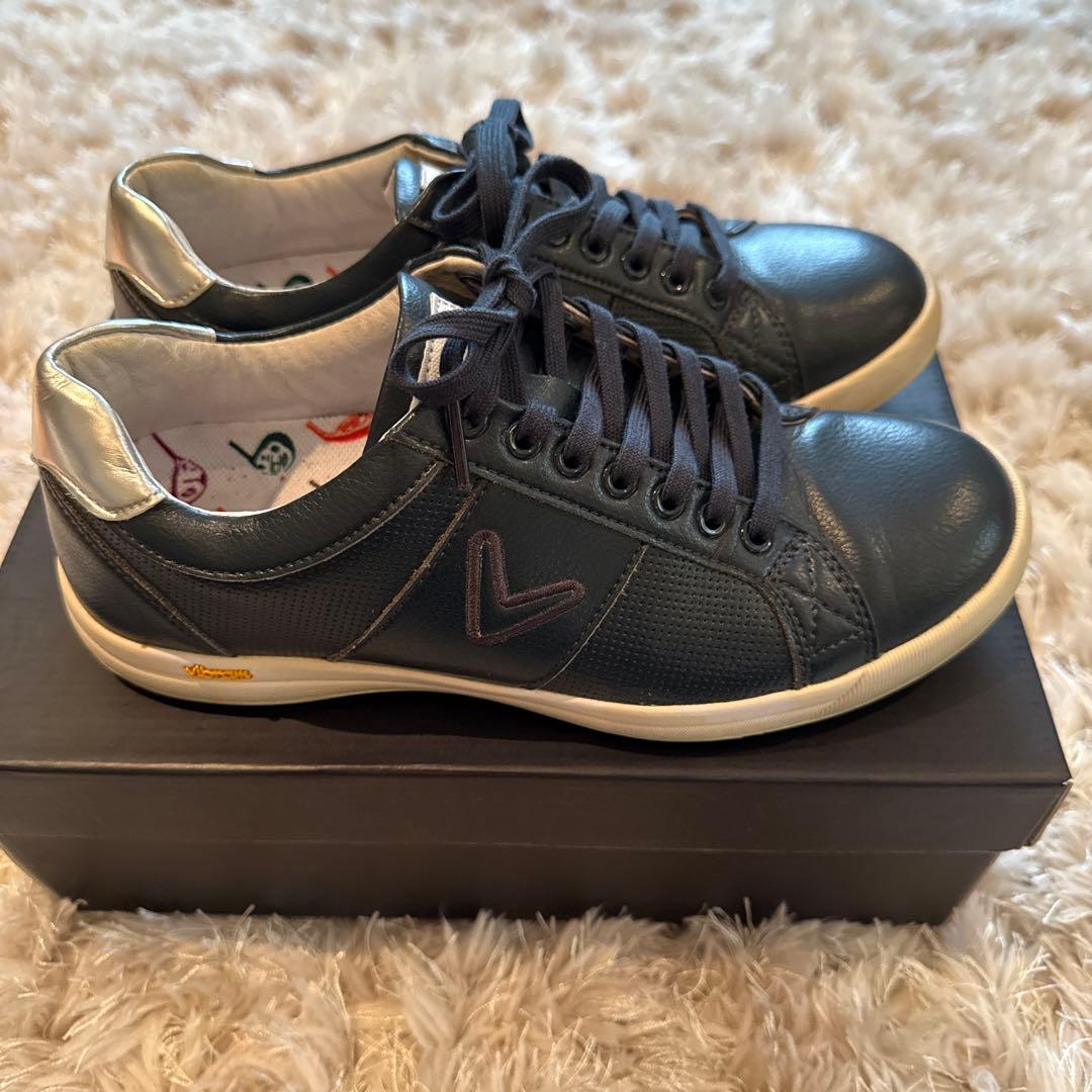 美品★Callaway ゴルフシューズ★ネイビー★保管袋★シルバーラメ靴紐付