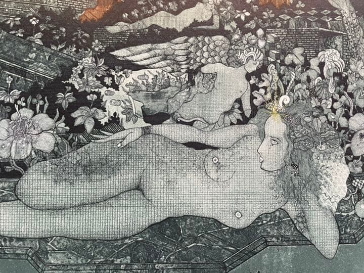 銅版画 : 山下清澄 フォロ・ロマーノ 1 「イタリアの幻想」シリーズ