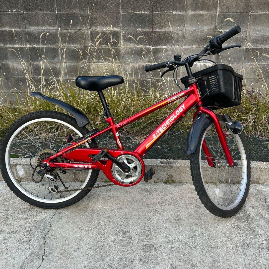子供用　自転車　マウンテンバイク　赤　22インチ　シマノ製6段変速