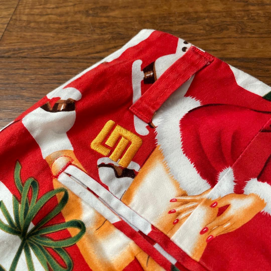美品 LOUDMOUTH ラウドマウス ロングパンツ 総柄 レッド系　Xmas