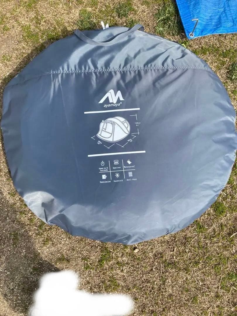 ayamay テント メッシュ窓付き　4〜6人用ワンタッチテント　マット付き