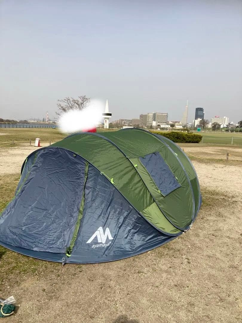ayamay テント メッシュ窓付き　4〜6人用ワンタッチテント　マット付き